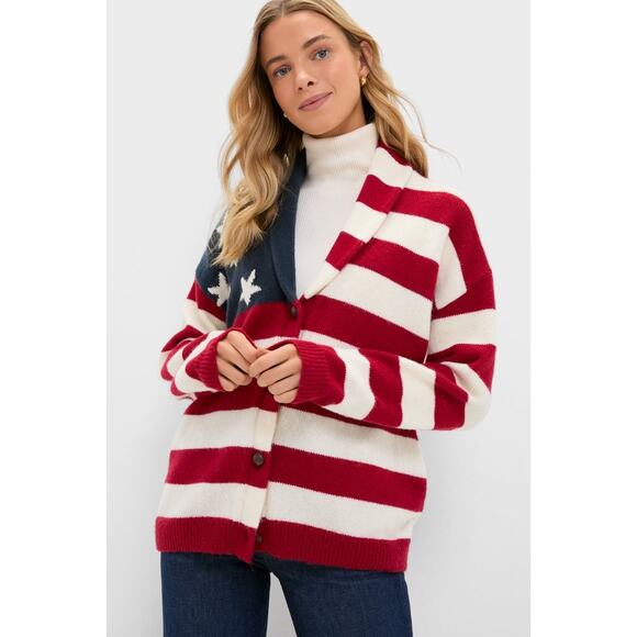 Tuckernuck Sweaters - Tuckernuck American Flag Lindsey Cardigan Sweater NWT
